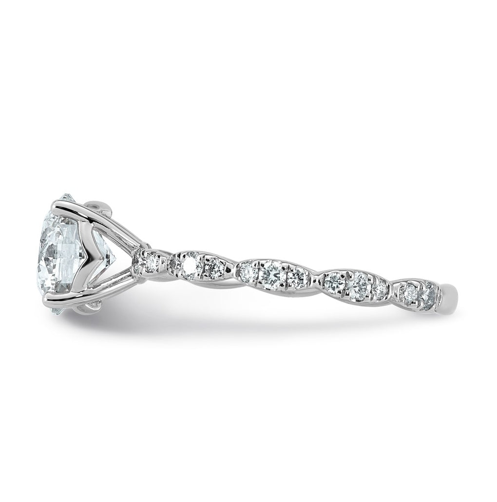 14K White Gold 1 7/8ct Certified Round Center Lab Grown Diamond VS+ F+ Ring