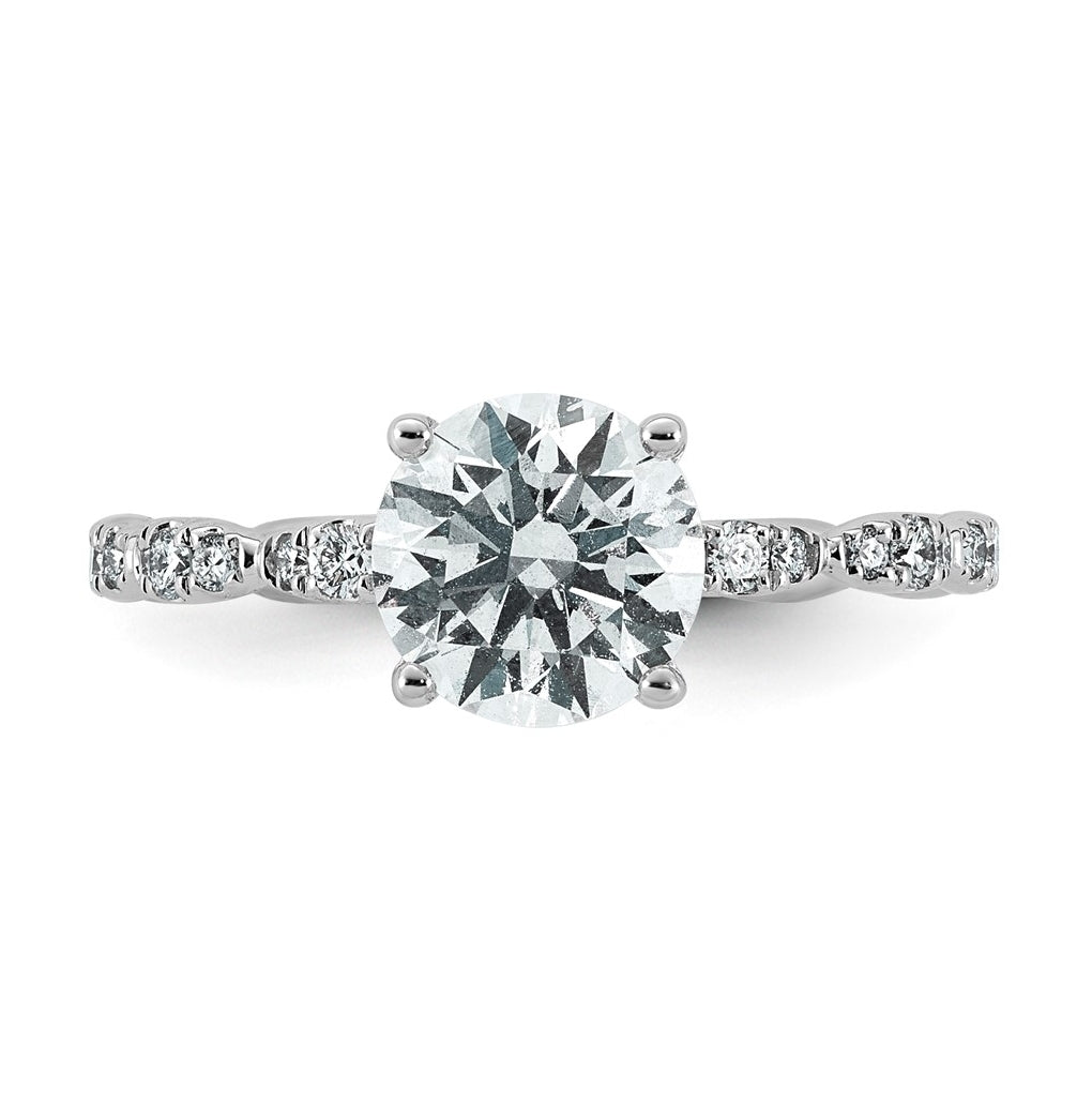 14K White Gold 1 7/8ct Certified Round Center Lab Grown Diamond VS+ F+ Ring