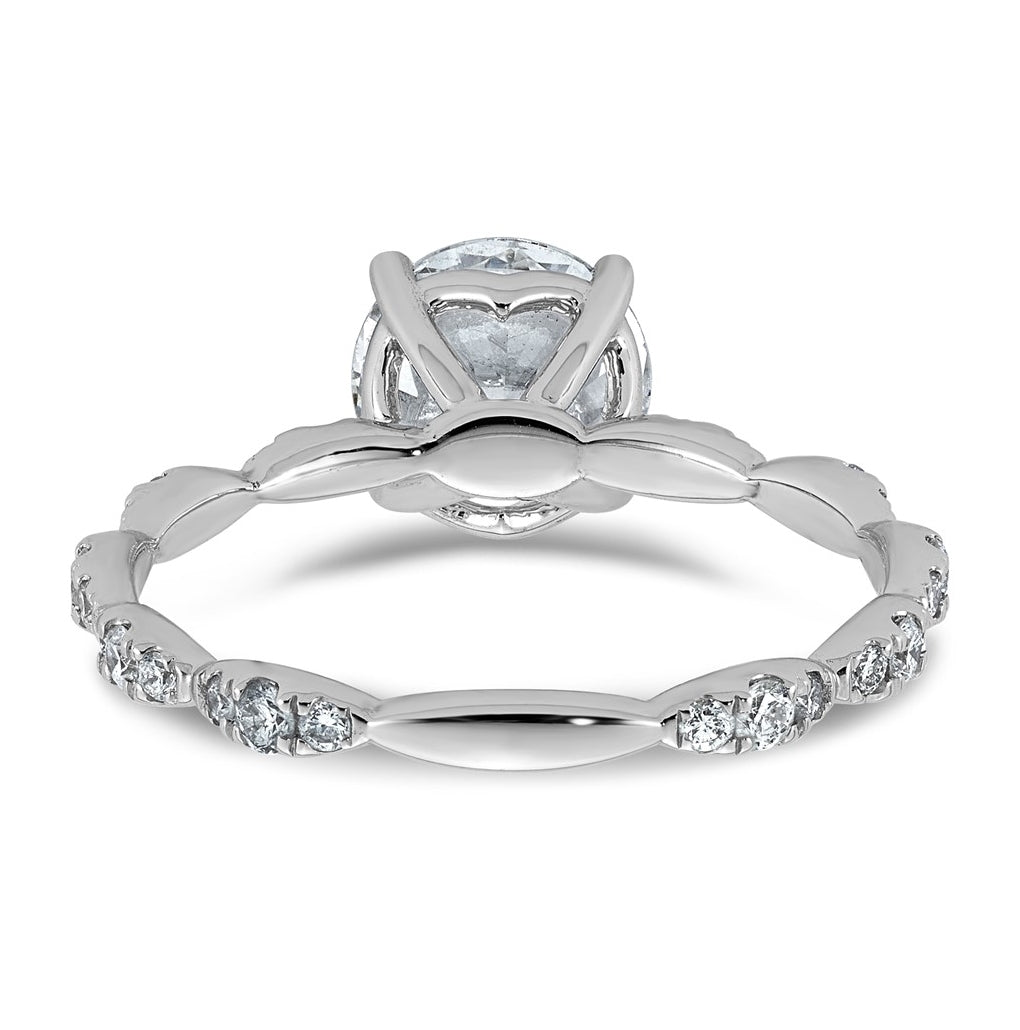 14K White Gold 1 7/8ct Certified Round Center Lab Grown Diamond VS+ F+ Ring