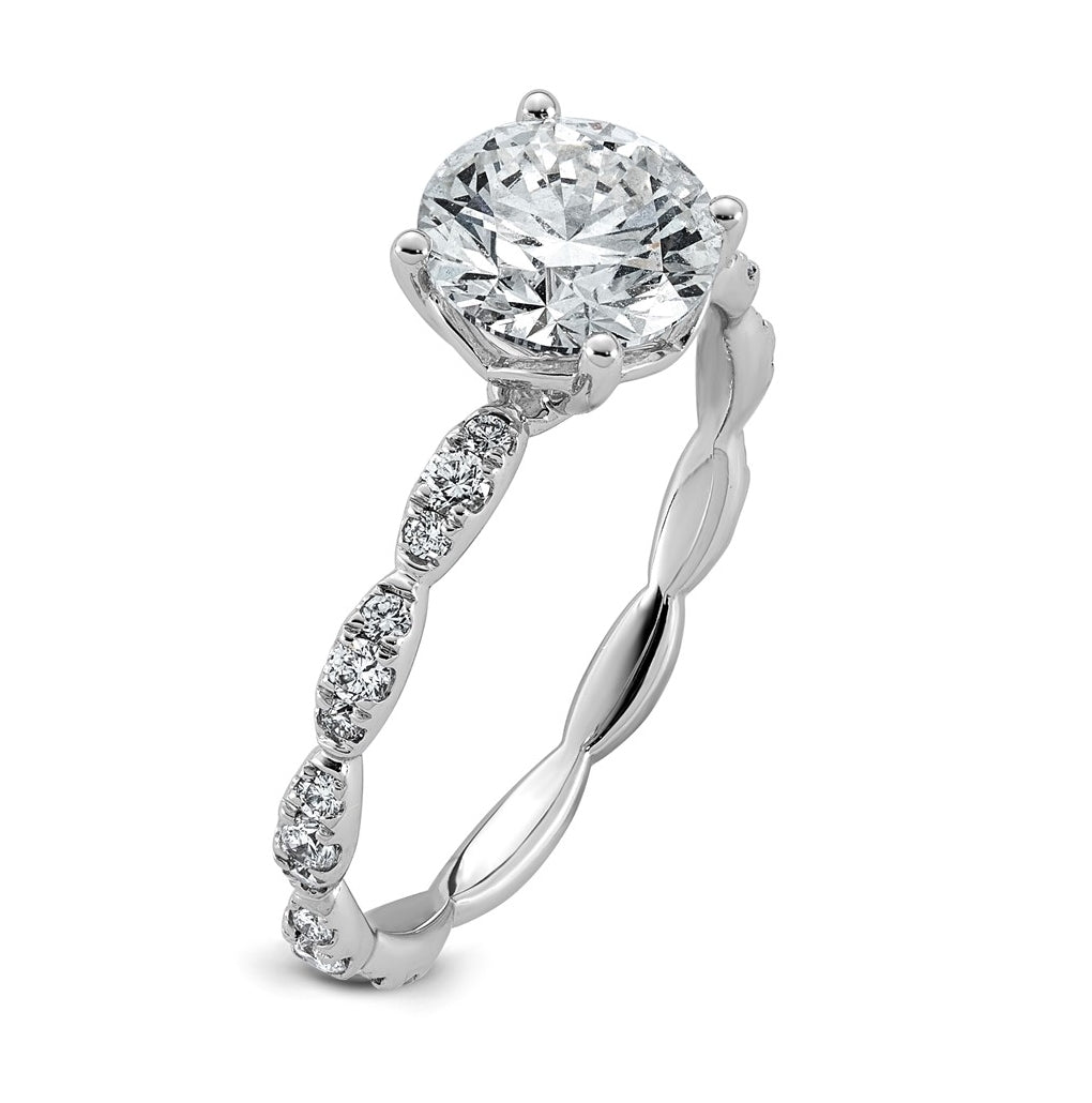 14K White Gold 1 7/8ct Certified Round Center Lab Grown Diamond VS+ F+ Ring