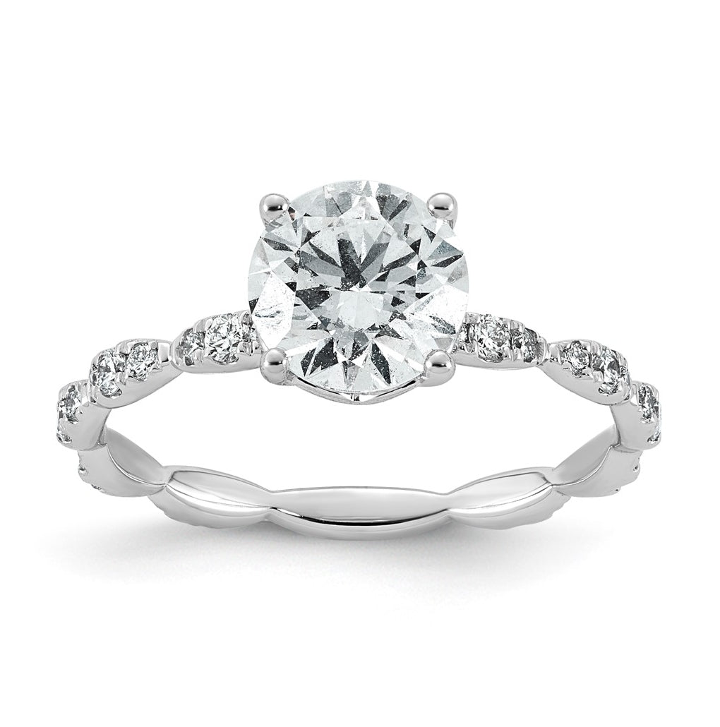 14K White Gold 1 7/8ct Certified Round Center Lab Grown Diamond VS+ F+ Ring