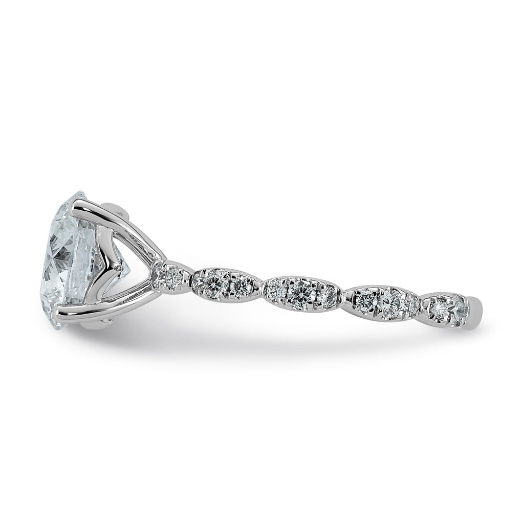 14K White Gold 2 1/3ct Certified Round Center Lab Grown Diamond VS+ F+ Ring