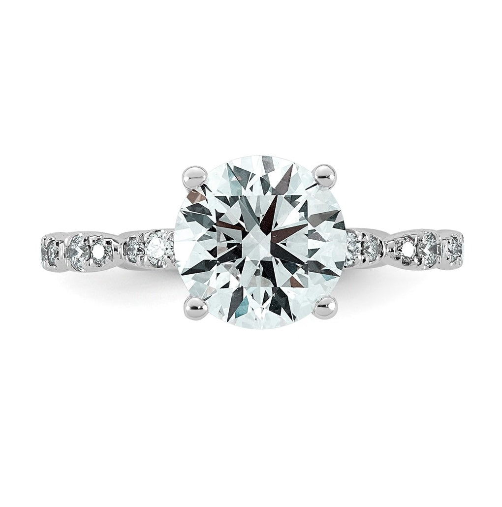 14K White Gold 2 1/3ct Certified Round Center Lab Grown Diamond VS+ F+ Ring