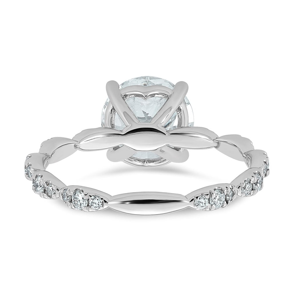 14K White Gold 2 1/3ct Certified Round Center Lab Grown Diamond VS+ F+ Ring