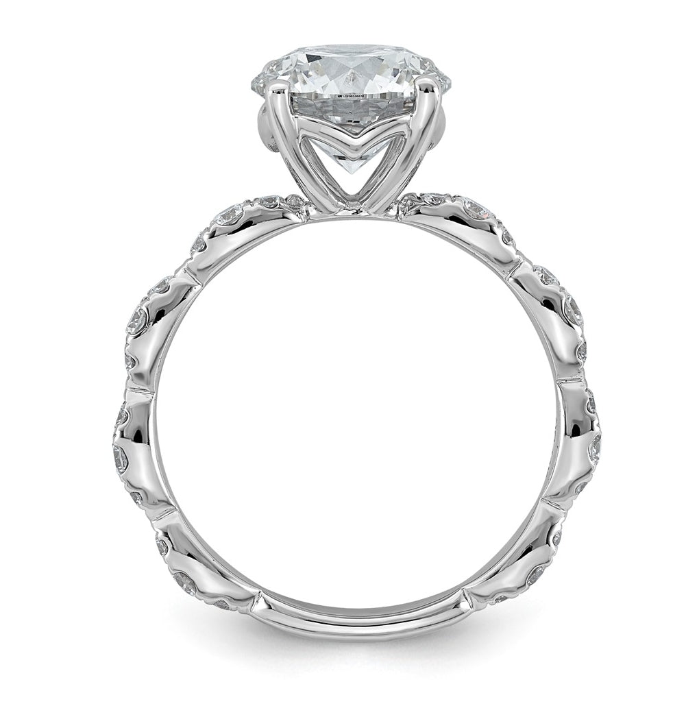 14K White Gold 3ct Certified Round Center Lab Grown Diamond VS+ F+ Ring