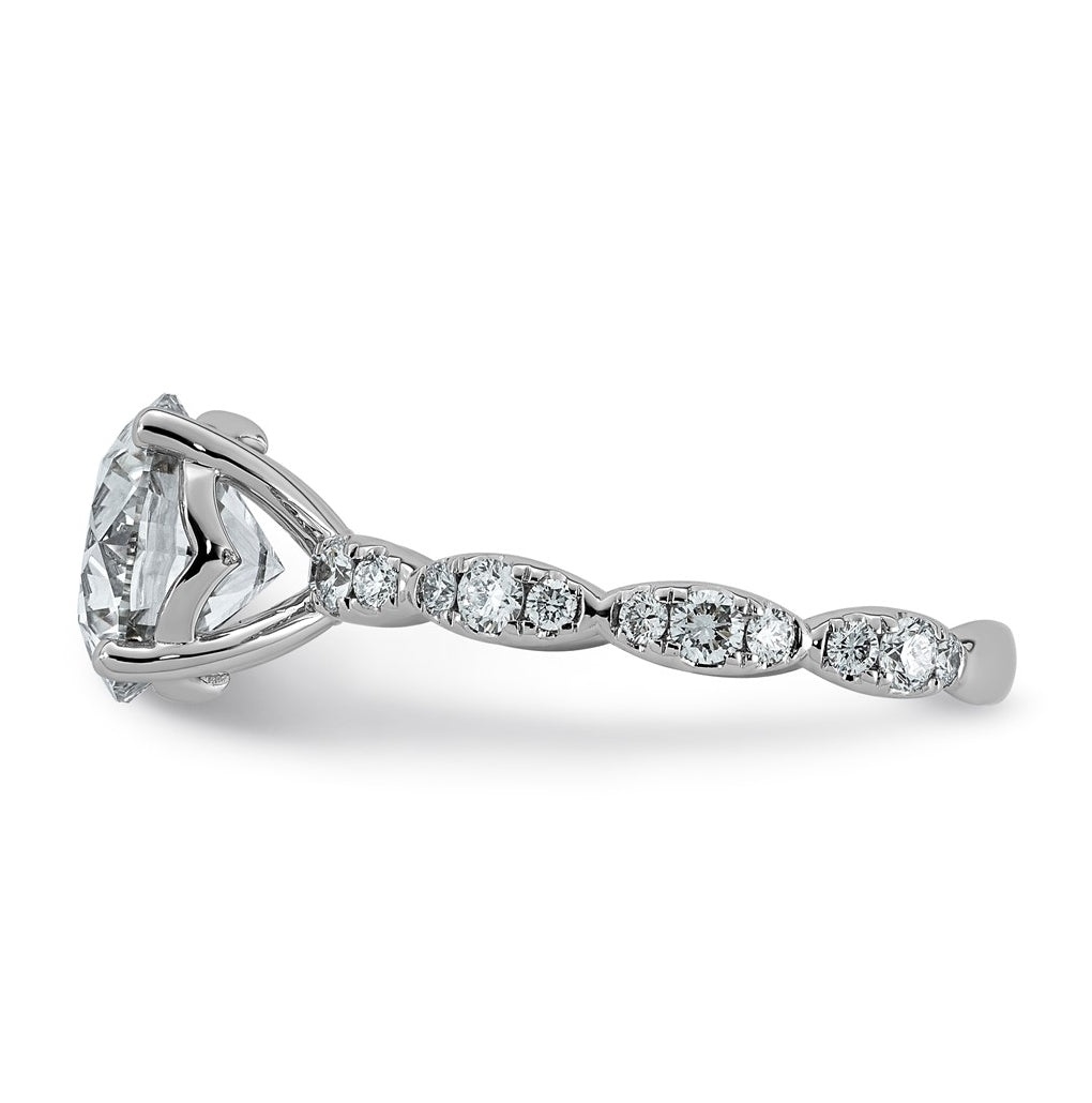 14K White Gold 3ct Certified Round Center Lab Grown Diamond VS+ F+ Ring
