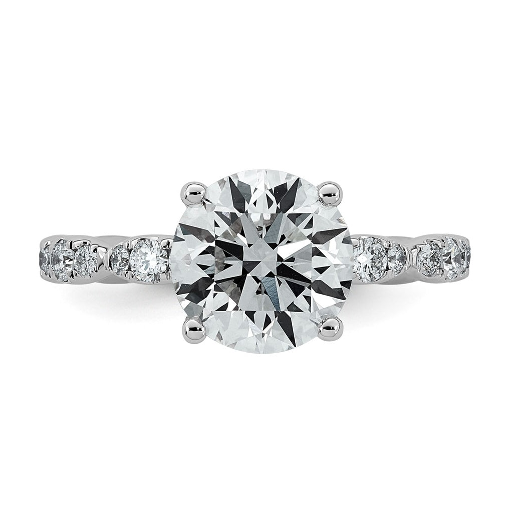 14K White Gold 3ct Certified Round Center Lab Grown Diamond VS+ F+ Ring