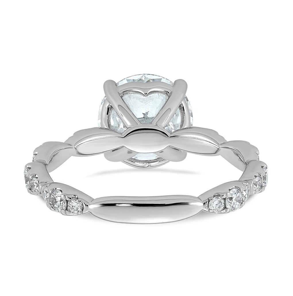 14K White Gold 3ct Certified Round Center Lab Grown Diamond VS+ F+ Ring