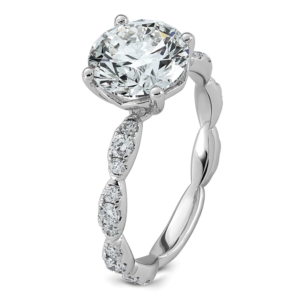14K White Gold 3ct Certified Round Center Lab Grown Diamond VS+ F+ Ring