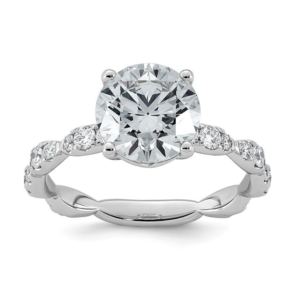 14K White Gold 3ct Certified Round Center Lab Grown Diamond VS+ F+ Ring