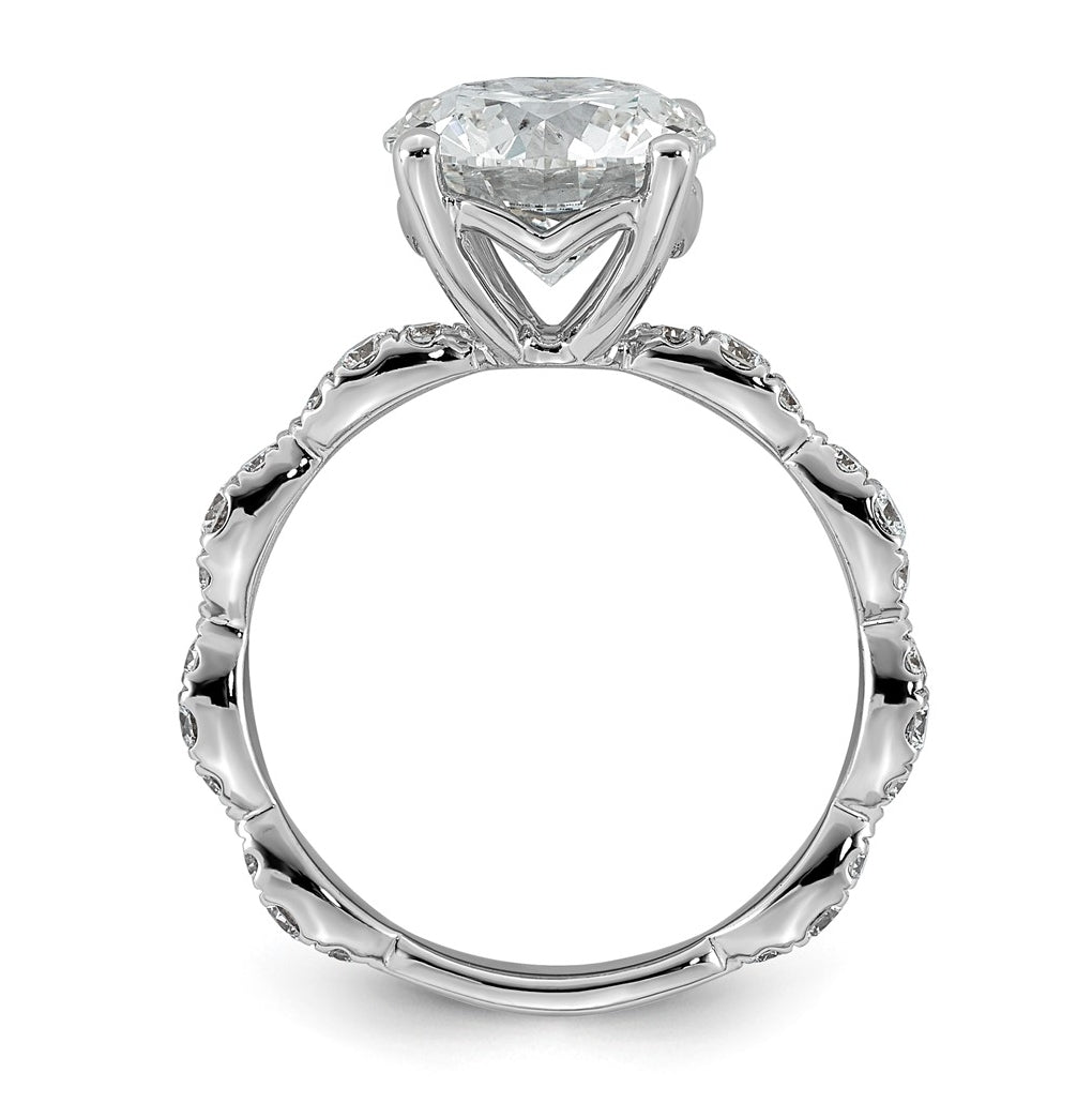 14K White Gold 3 1/2ct Certified Round Center Lab Grown Diamond VS+ F+ Ring