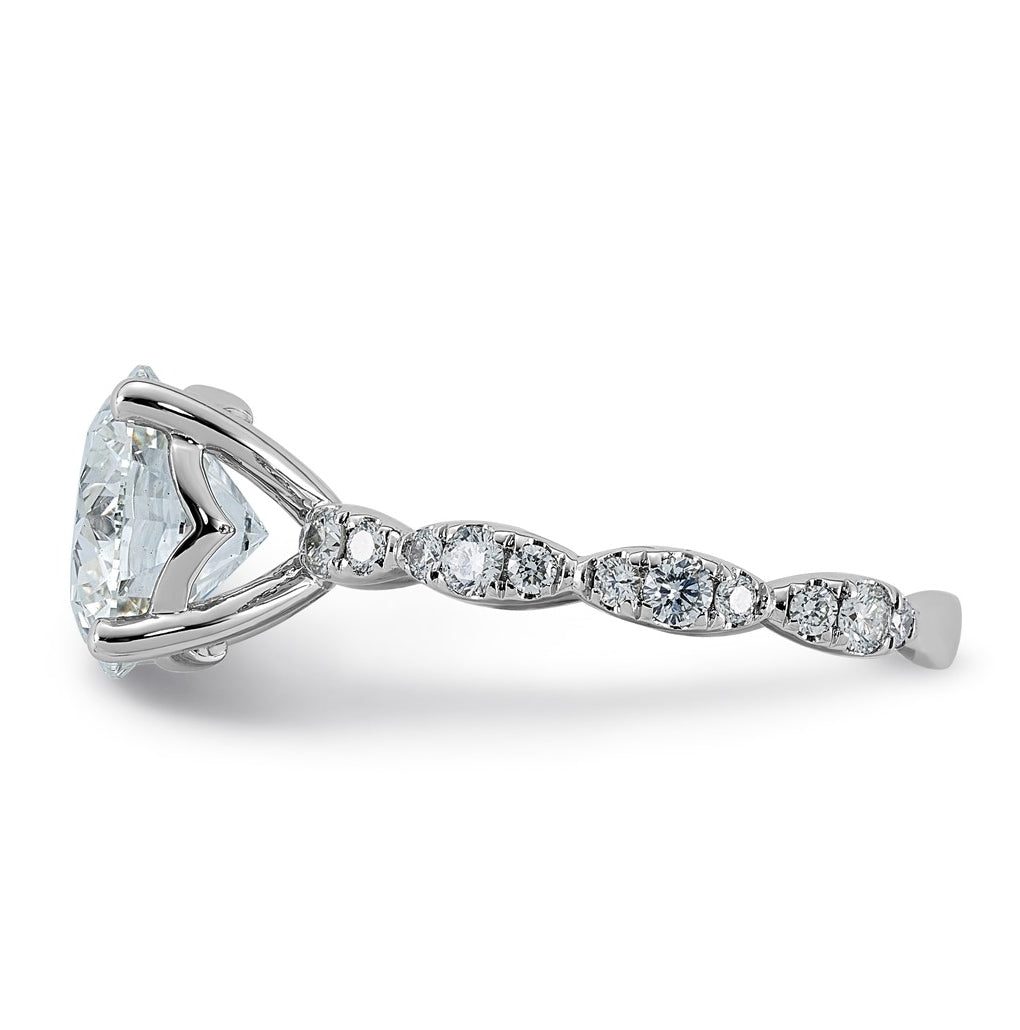 14K White Gold 3 1/2ct Certified Round Center Lab Grown Diamond VS+ F+ Ring