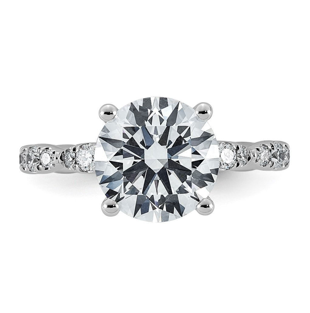 14K White Gold 3 1/2ct Certified Round Center Lab Grown Diamond VS+ F+ Ring