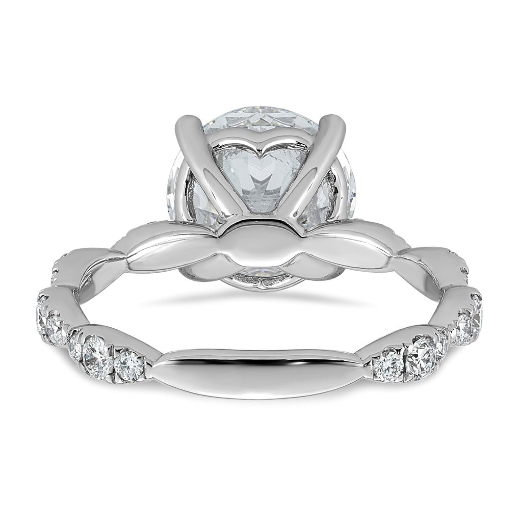 14K White Gold 3 1/2ct Certified Round Center Lab Grown Diamond VS+ F+ Ring
