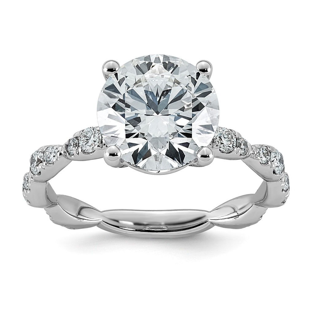14K White Gold 3 1/2ct Certified Round Center Lab Grown Diamond VS+ F+ Ring