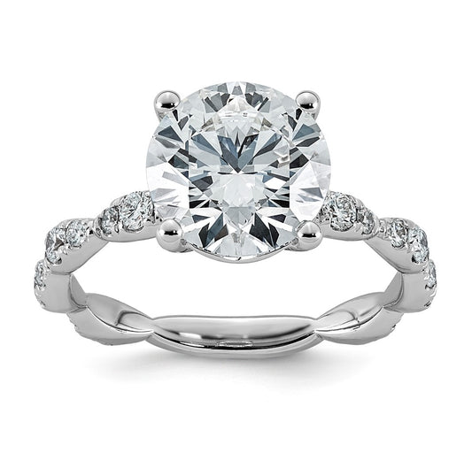 14K White Gold 3 1/2ct Certified Round Center Lab Grown Diamond VS+ F+ Ring