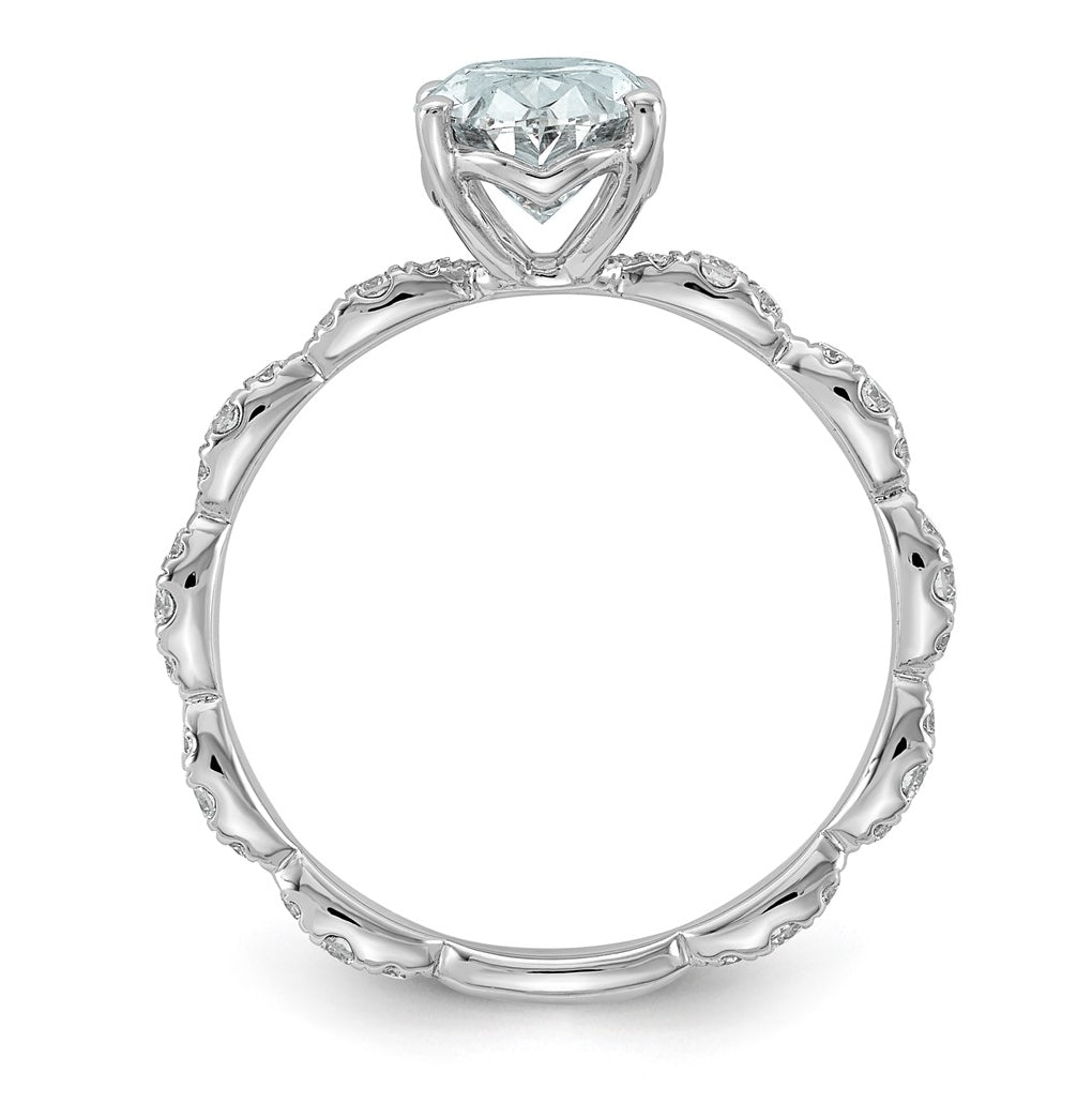 14K White Gold 1 7/8ct Certified Oval Center Lab Grown Diamond VS+ F+ Ring