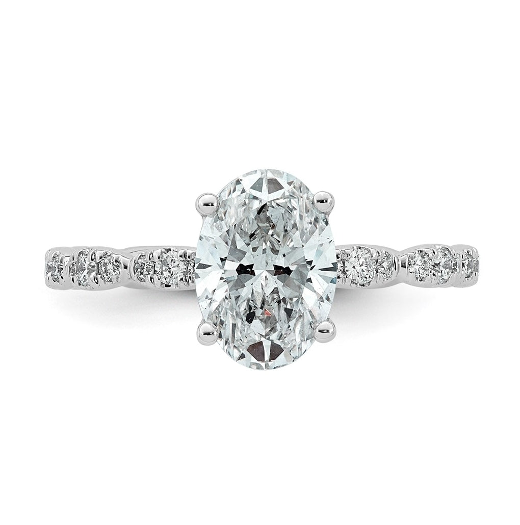 14K White Gold 1 7/8ct Certified Oval Center Lab Grown Diamond VS+ F+ Ring