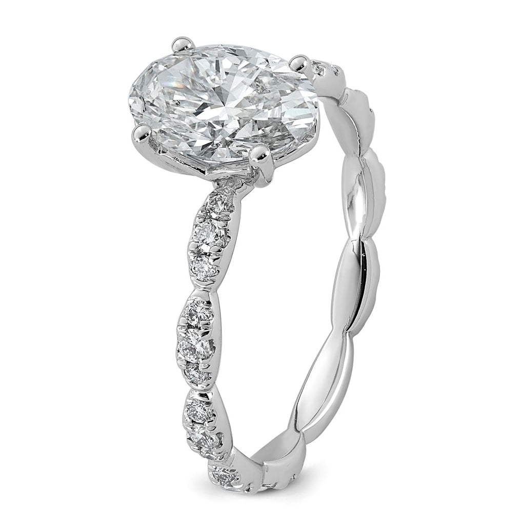 14K White Gold 1 7/8ct Certified Oval Center Lab Grown Diamond VS+ F+ Ring