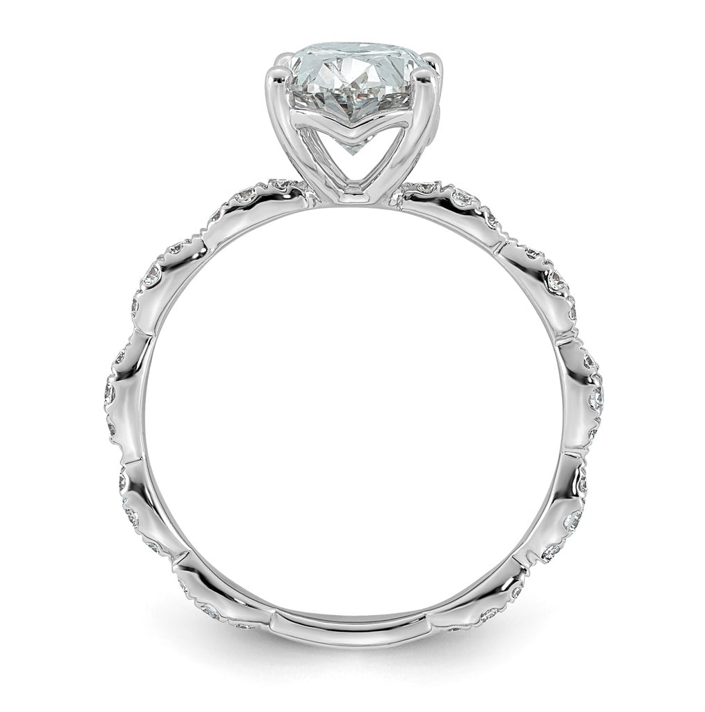 14K White Gold 2 1/3ct Certified Oval Center Lab Grown Diamond VS+ F+ Ring