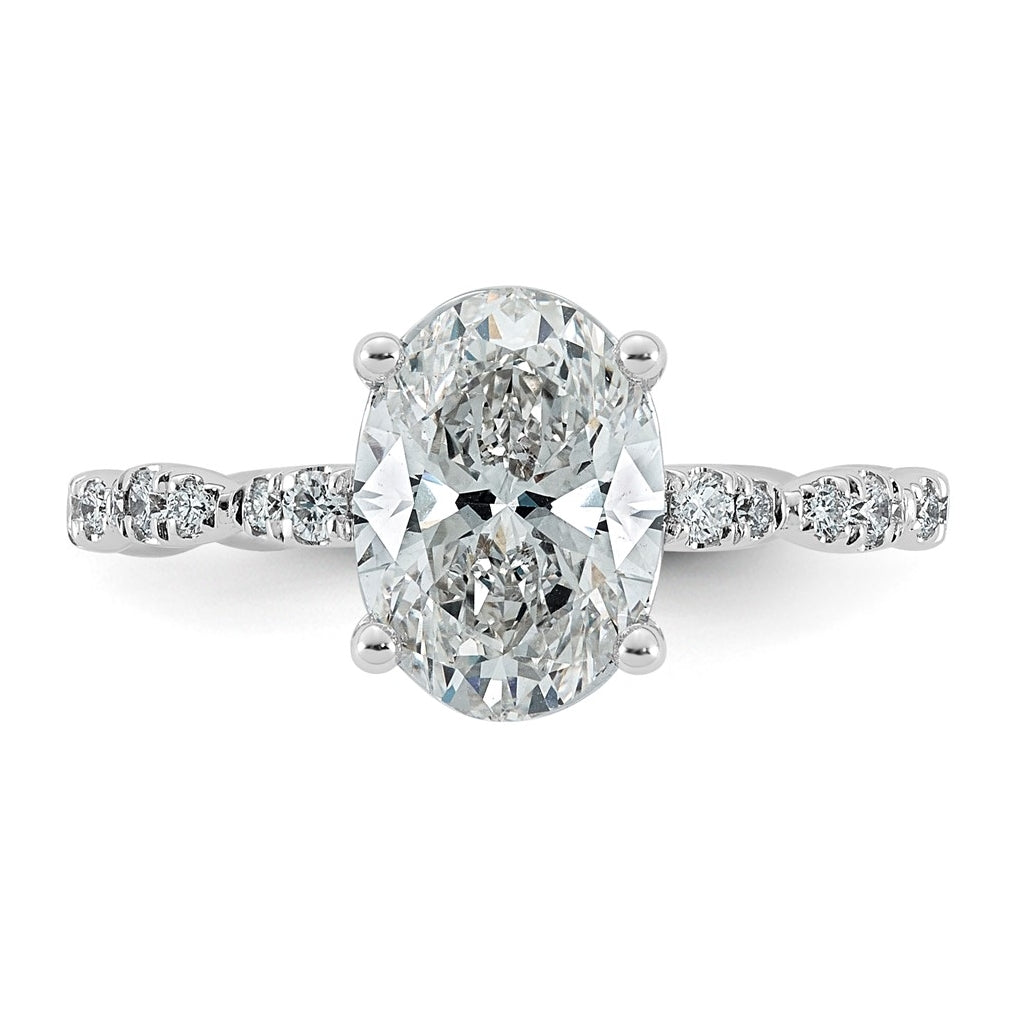 14K White Gold 2 1/3ct Certified Oval Center Lab Grown Diamond VS+ F+ Ring