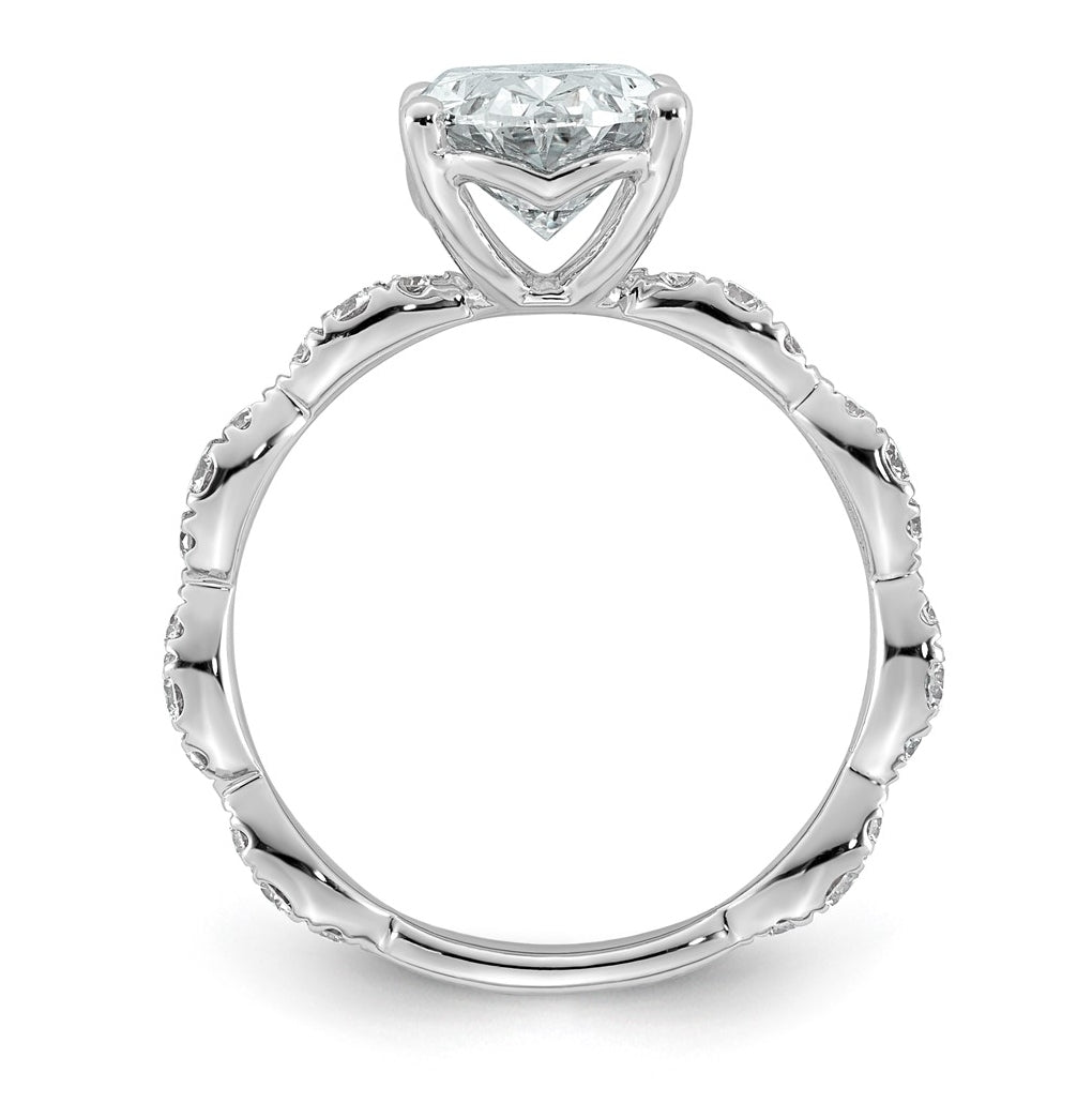 14K White Gold 3ct Certified Oval Center Lab Grown Diamond VS+ F+ Ring
