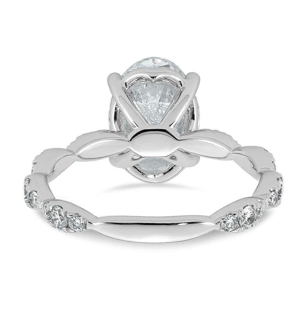 14K White Gold 3ct Certified Oval Center Lab Grown Diamond VS+ F+ Ring