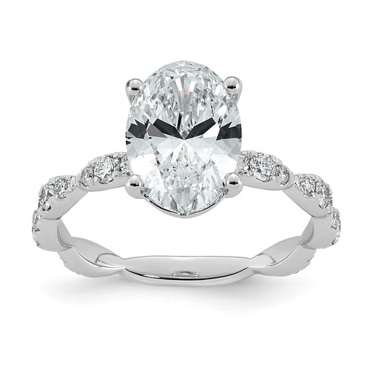 14K White Gold 3ct Certified Oval Center Lab Grown Diamond VS+ F+ Ring