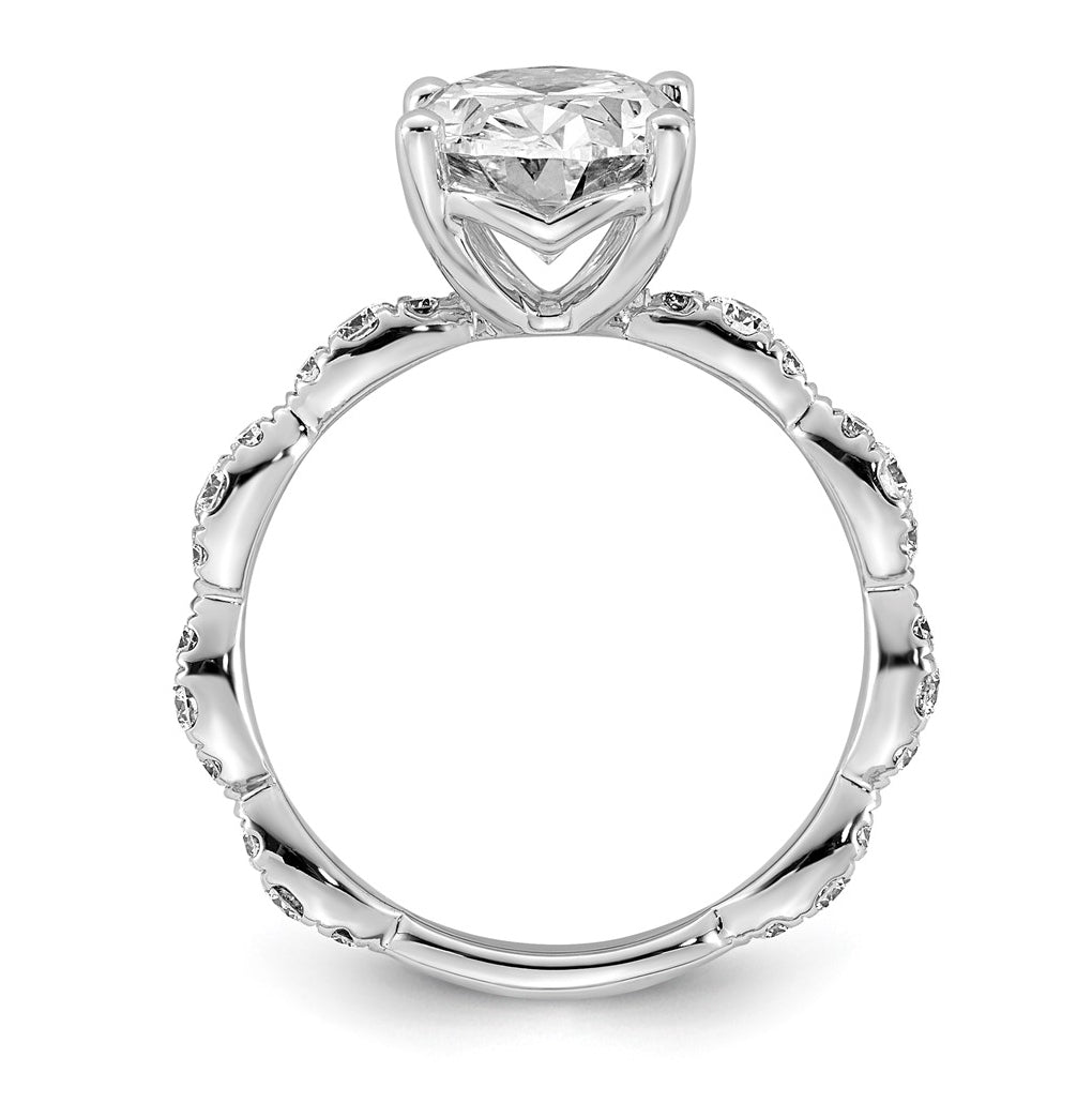 14K White Gold 3 1/2ct Certified Oval Center Lab Grown Diamond VS+ F+ Ring
