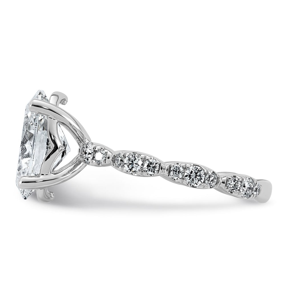 14K White Gold 3 1/2ct Certified Oval Center Lab Grown Diamond VS+ F+ Ring