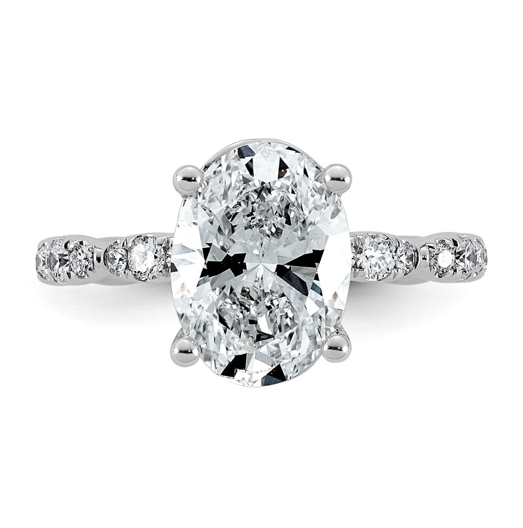 14K White Gold 3 1/2ct Certified Oval Center Lab Grown Diamond VS+ F+ Ring