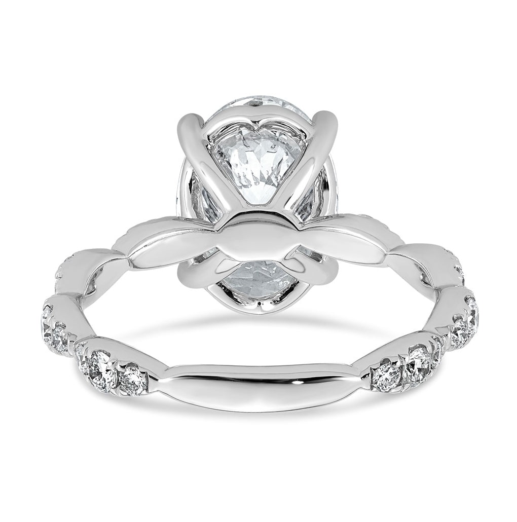 14K White Gold 3 1/2ct Certified Oval Center Lab Grown Diamond VS+ F+ Ring