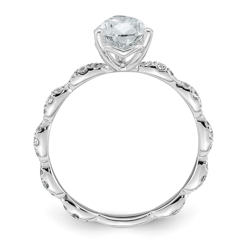 14K White Gold 1 7/8ct Certified Pear Center Lab Grown Diamond VS+ F+ Ring