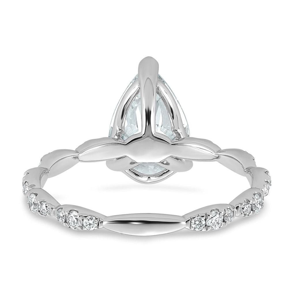 14K White Gold 2 1/3ct Certified Pear Center Lab Grown Diamond VS+ F+ Ring