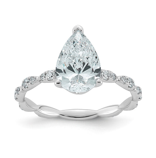 14K White Gold 2 1/3ct Certified Pear Center Lab Grown Diamond VS+ F+ Ring