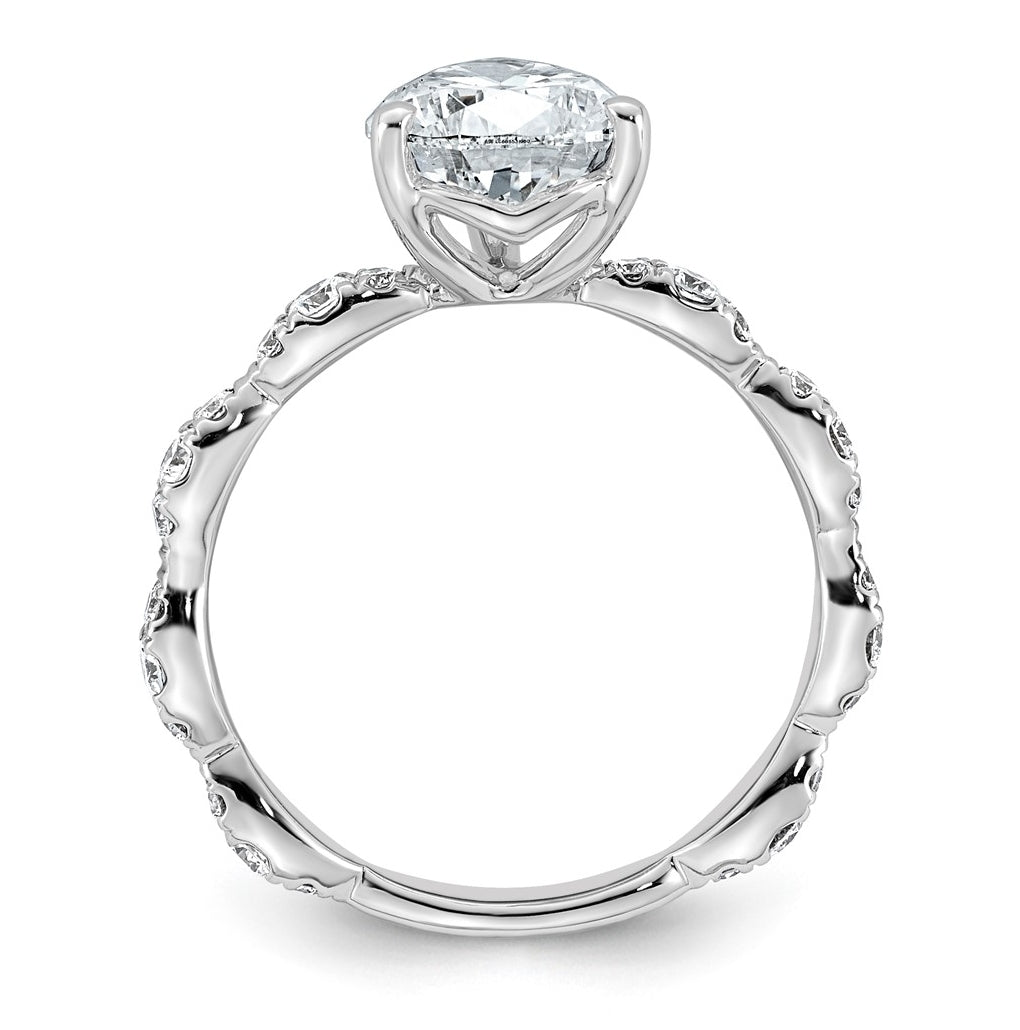 14K White Gold 3ct Certified Pear Center Lab Grown Diamond VS+ F+ Ring