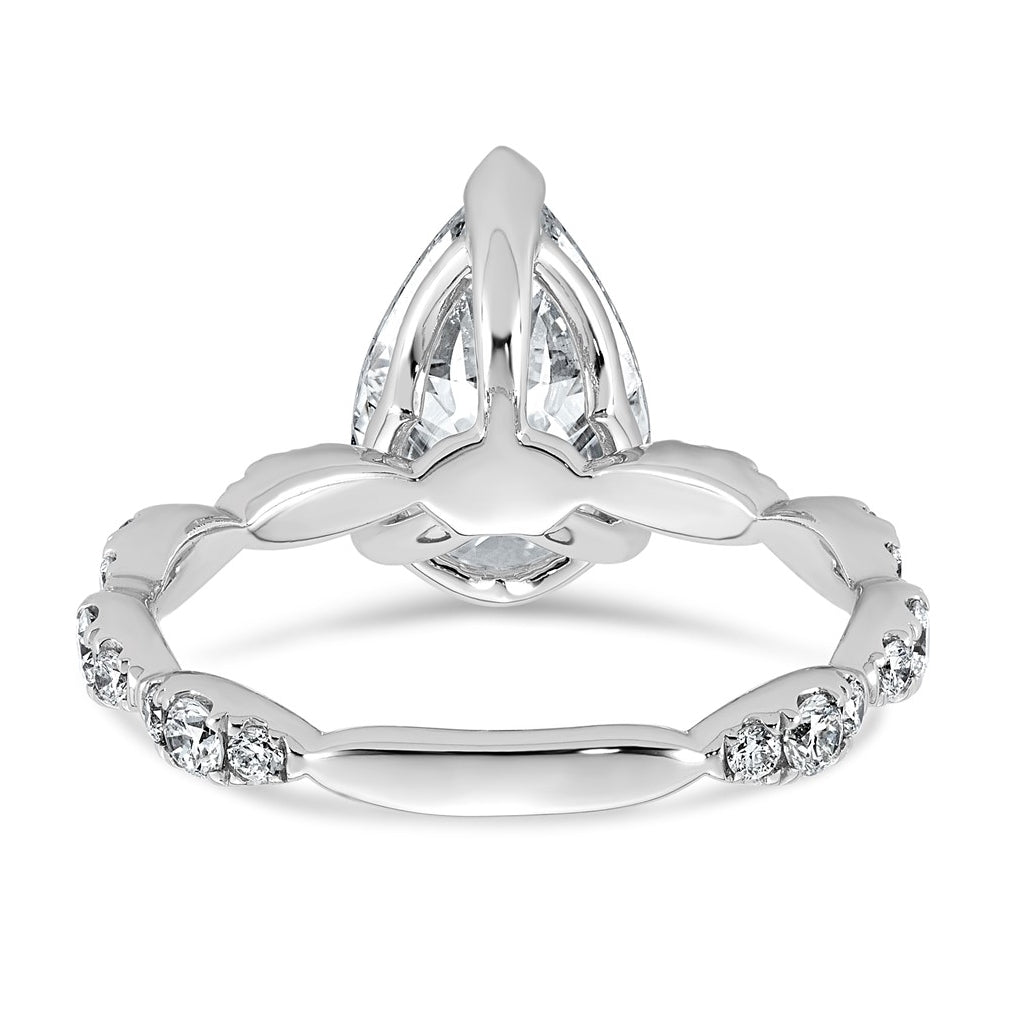 14K White Gold 3ct Certified Pear Center Lab Grown Diamond VS+ F+ Ring