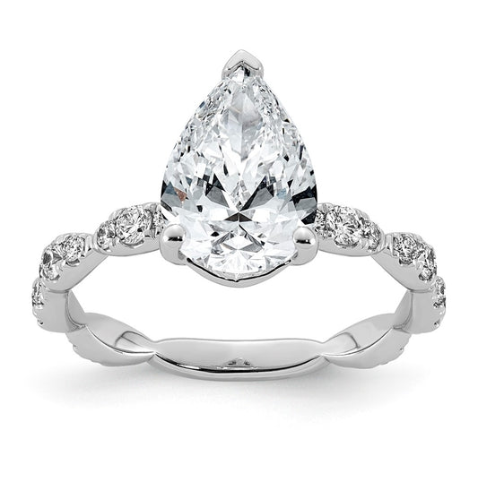 14K White Gold 3ct Certified Pear Center Lab Grown Diamond VS+ F+ Ring
