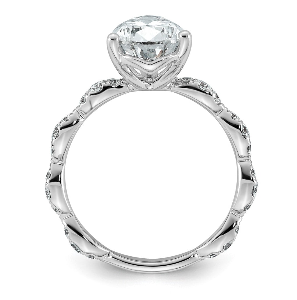 14K White Gold 3 1/2ct Certified Pear Center Lab Grown Diamond VS+ F+ Ring