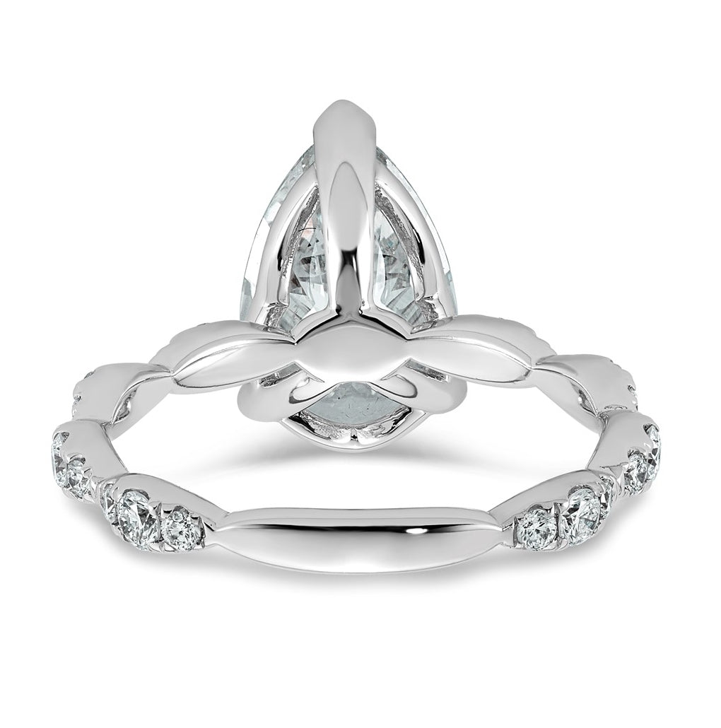 14K White Gold 3 1/2ct Certified Pear Center Lab Grown Diamond VS+ F+ Ring