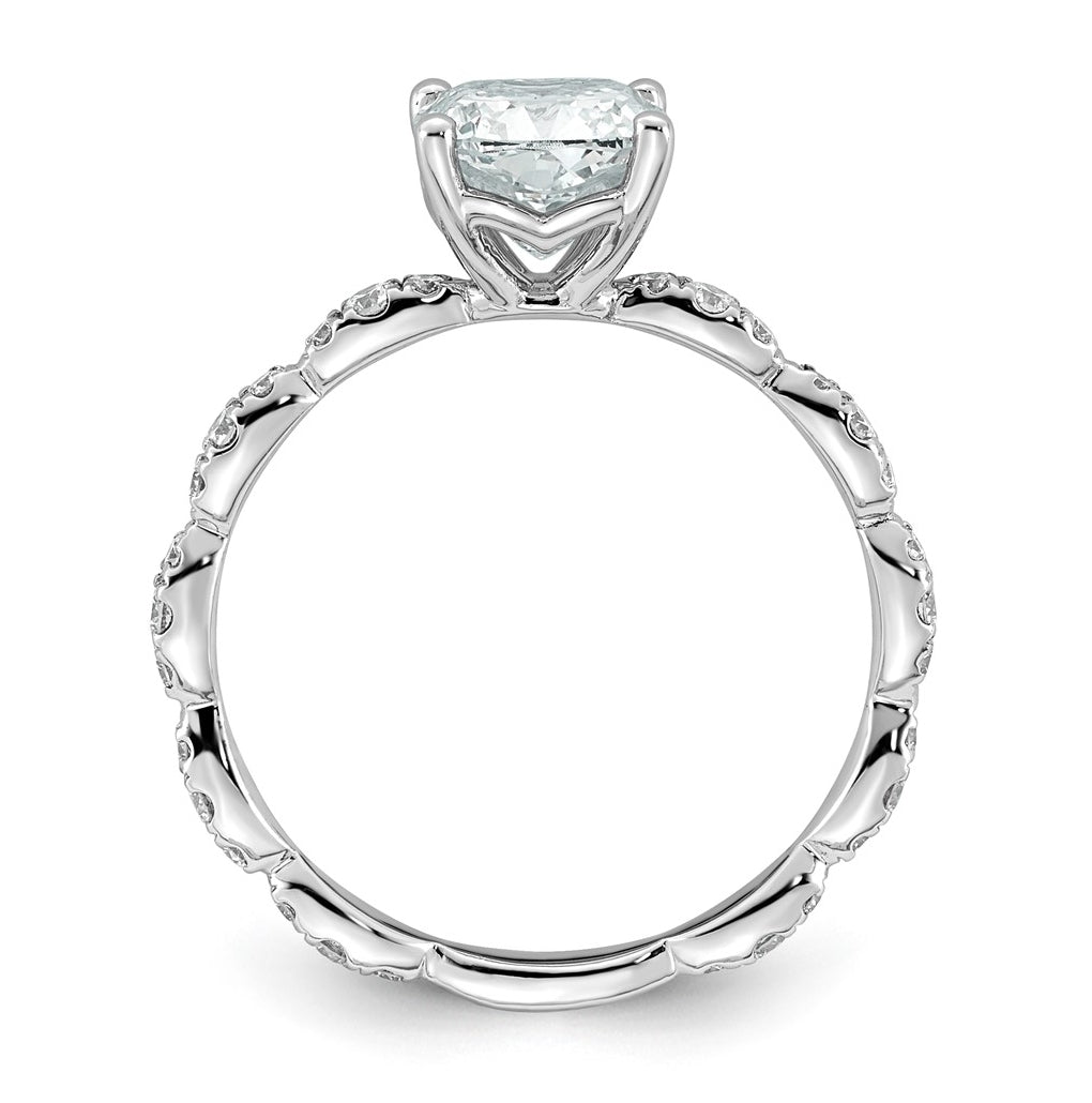14K White Gold 1 7/8ct Certified Cushion Center Lab Grown Diamond VS+ F+ Ring