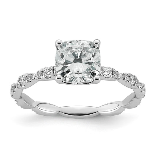 14K White Gold 1 7/8ct Certified Cushion Center Lab Grown Diamond VS+ F+ Ring