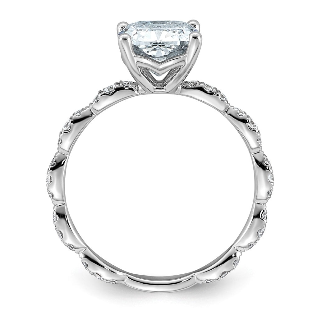 14K White Gold 2 1/3ct Certified Cushion Center Lab Grown Diamond VS+ F+ Ring