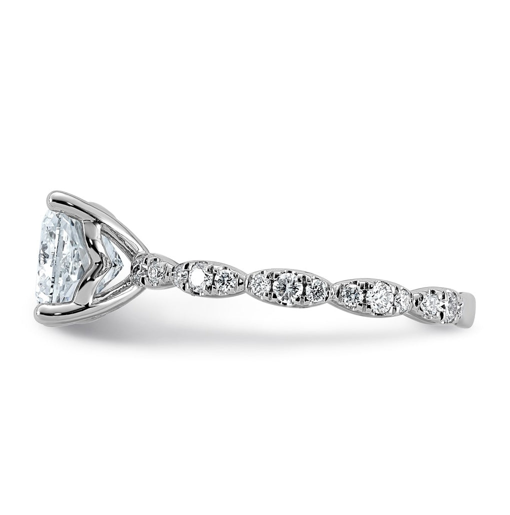 14K White Gold 2 1/3ct Certified Cushion Center Lab Grown Diamond VS+ F+ Ring