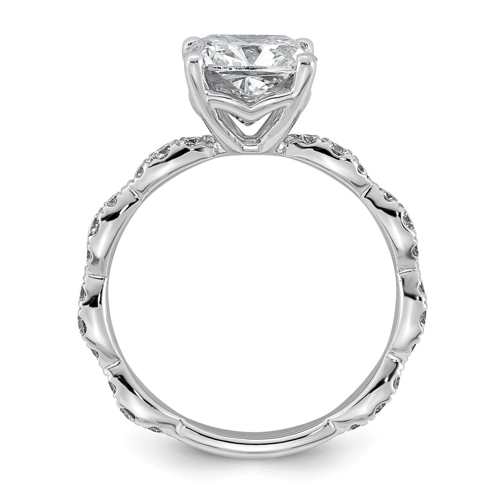 14K White Gold 3ct Certified Cushion Center Lab Grown Diamond VS+ F+ Ring