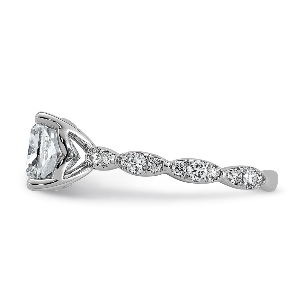 14K White Gold 3ct Certified Cushion Center Lab Grown Diamond VS+ F+ Ring