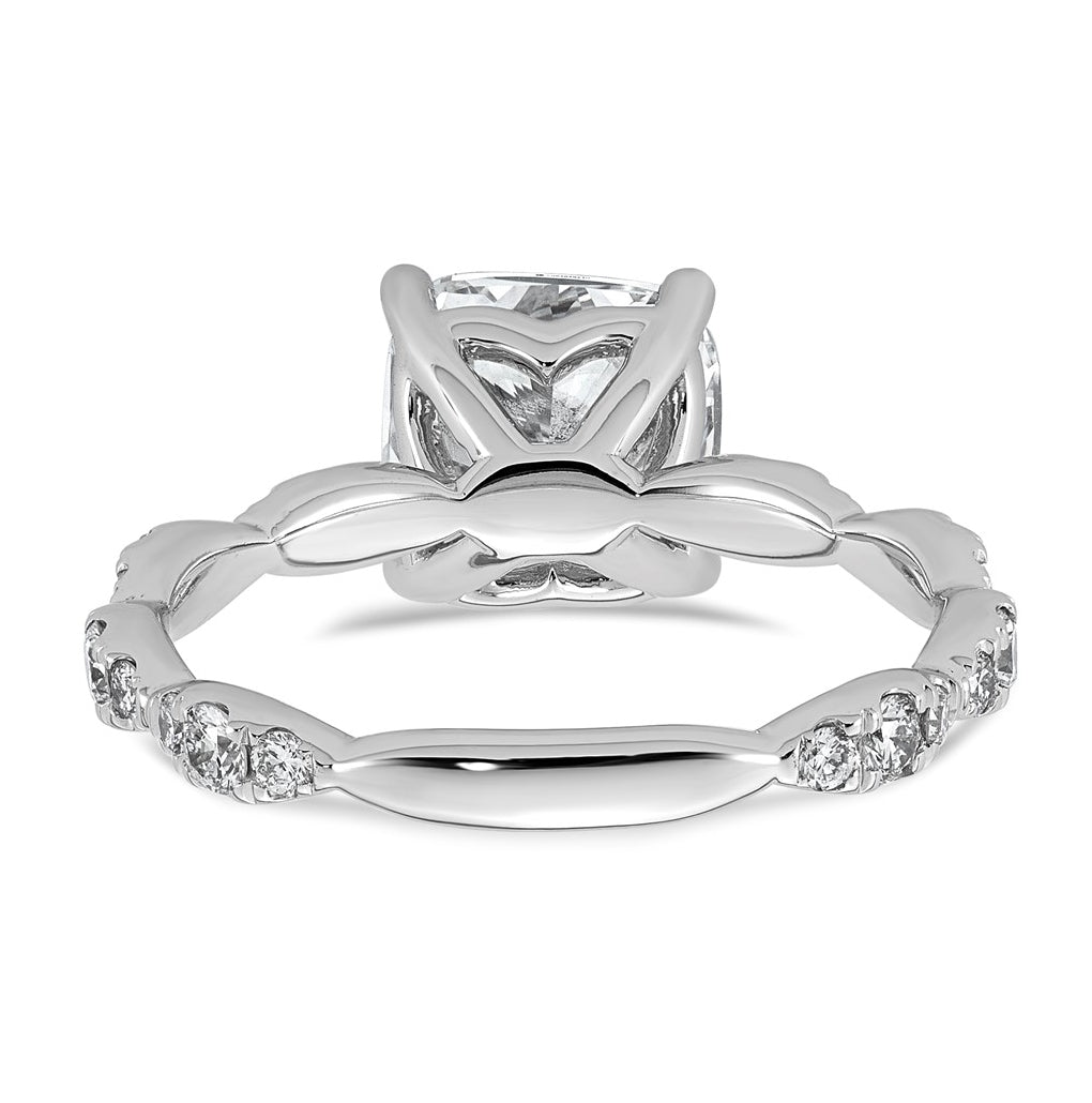 14K White Gold 3ct Certified Cushion Center Lab Grown Diamond VS+ F+ Ring
