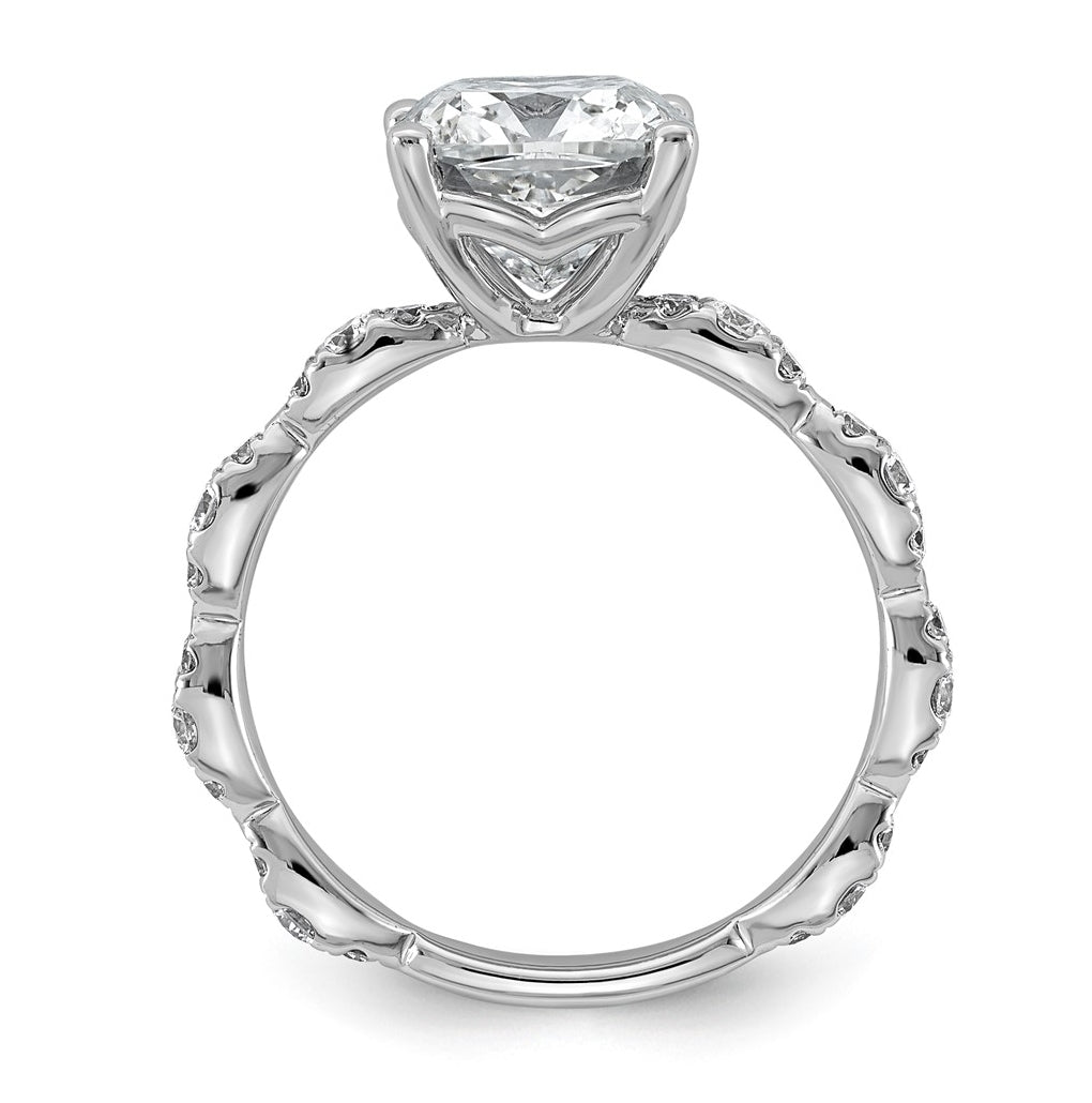 14K White Gold 3 1/2ct Certified Cushion Center Lab Grown Diamond VS+ F+ Ring