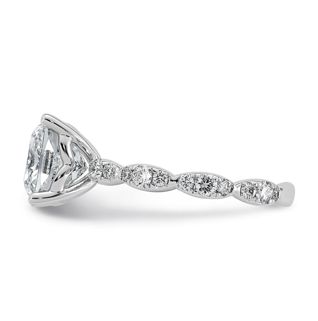 14K White Gold 3 1/2ct Certified Cushion Center Lab Grown Diamond VS+ F+ Ring