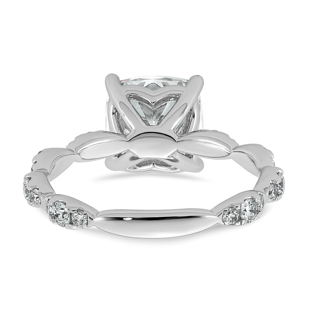 14K White Gold 3 1/2ct Certified Cushion Center Lab Grown Diamond VS+ F+ Ring
